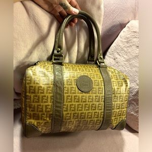 Fendi Hand Bag Brown PVC Vintage FF Zucca Logo